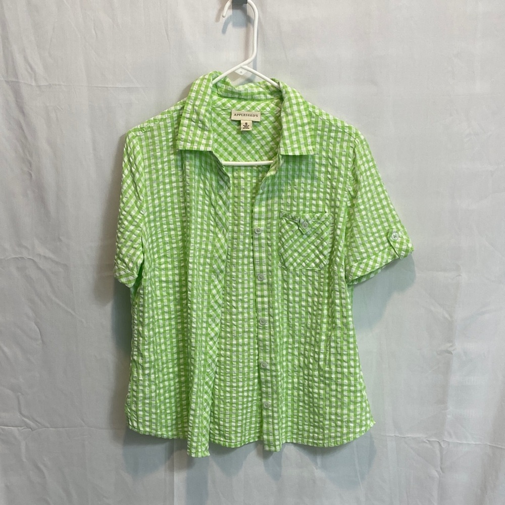 Appleseed's Fresh Green Checkered Top